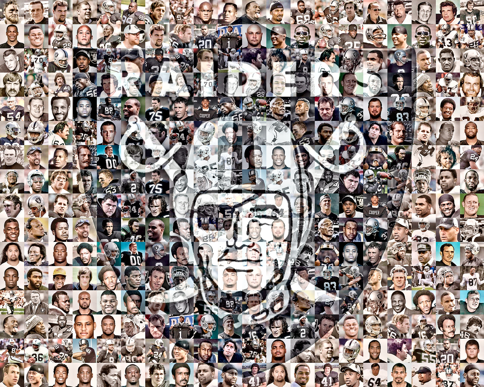 Oakland Raiders Mosaic Print Art Design Using Past & Present Players. Great  Gift