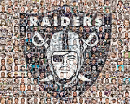 Oakland Raiders Player Mosaic Print Art Design Using 100 of the Greatest... - $42.00+