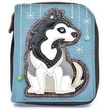 Chala Handbags Faux Leather Whimsical Siberian Husky Zip Around Wristlet Wallet image 1