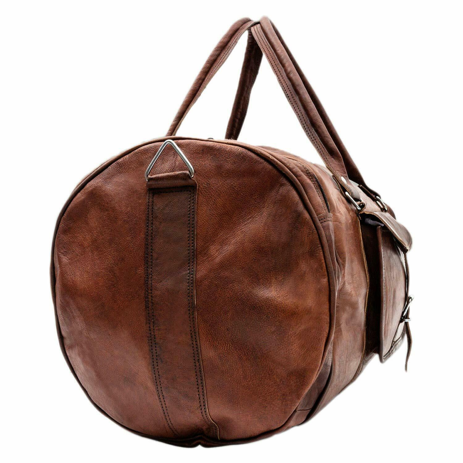 Men&#39;s Brown Leather Travel Duffle Bag Extra Large Handmade Bag - Luggage