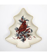 Lenox Winter Greetings Tree Divided Serving Dish Red Cardinal Holly Spru... - $29.69