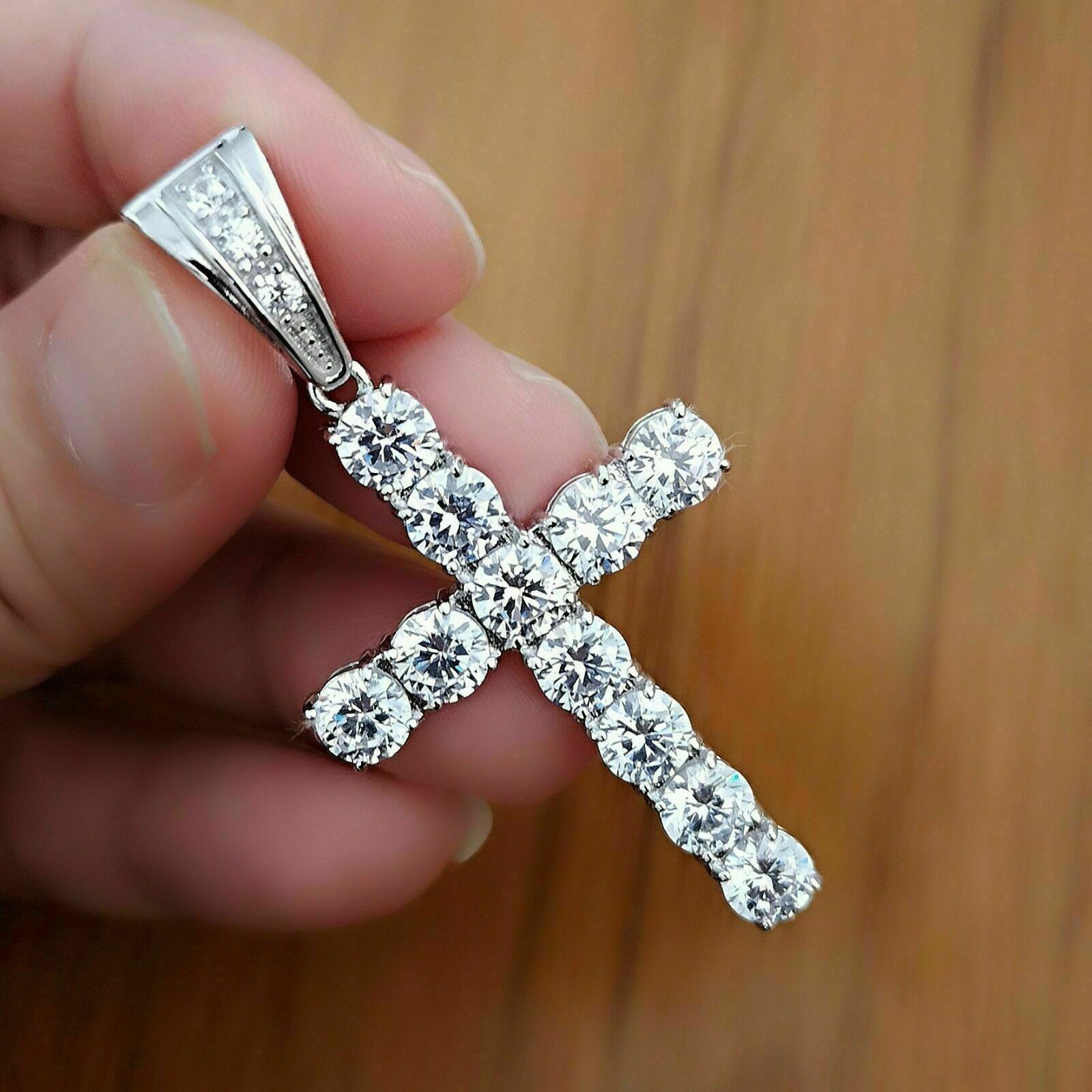 1.00 Ct Diamond Cross Pendant Necklace for Women's 14K White Gold