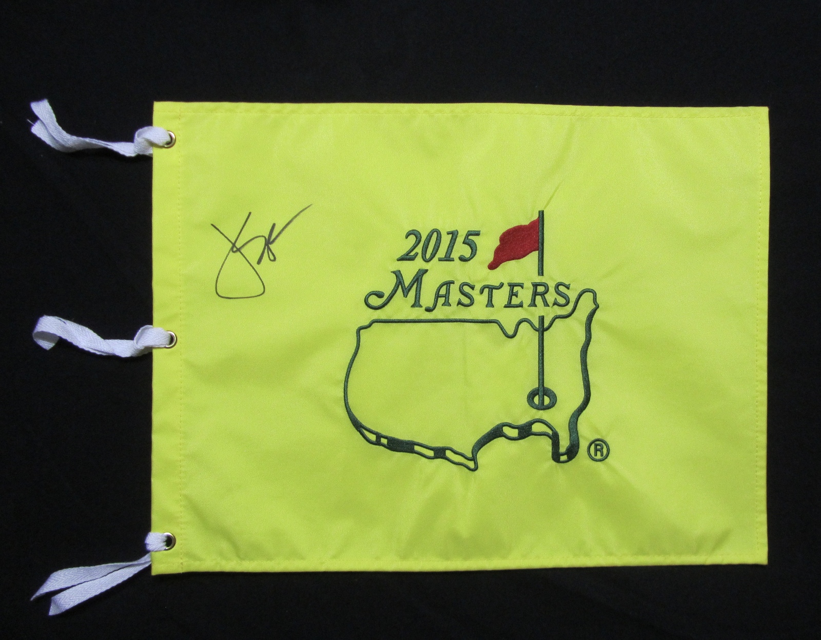 JORDAN SPIETH AUTOGRAPHED AUGUSTA NATIONAL MASTERS FLAG 2015 w/COA GOLF