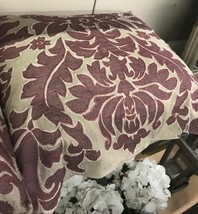 Pottery Barn Francesca Pillow Cover Mauve 24 sq Embroidered Floral Damask - $42.75