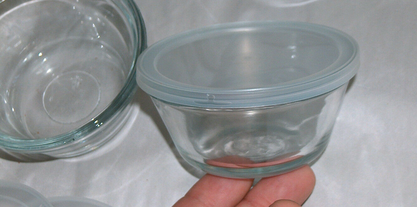 2 Lot 6 oz Anchor Hocking Clear Glass Custard Cups Ramekin Heavy Rim w