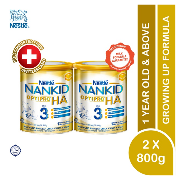 Nestle Nankid Optipro HA Stage 3 Hypoallergenic (800g X 2) FREE SHIPPING