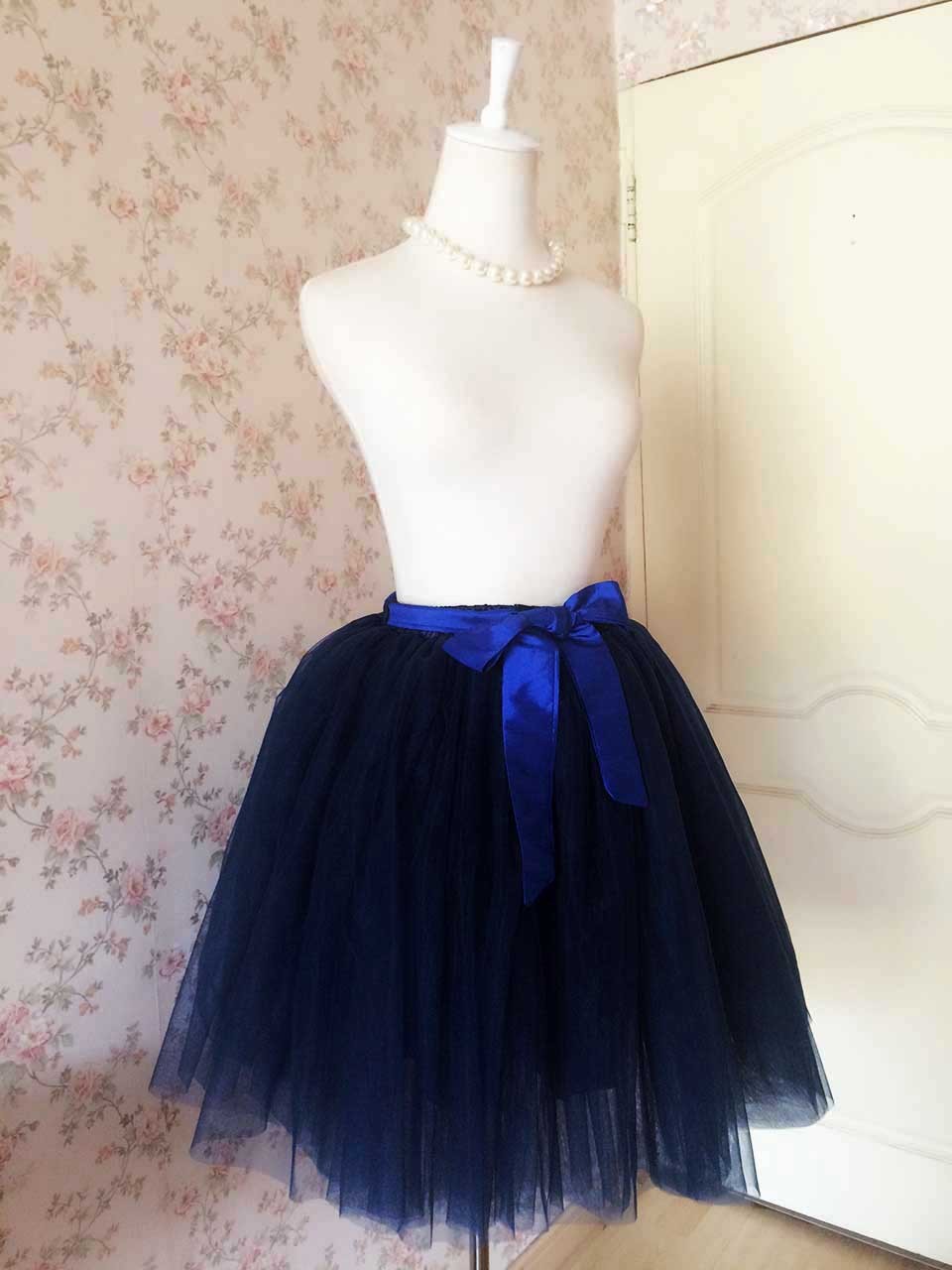 Navy blue Women Puffy Tulle Skirt Custom Plus Size Navy Midi Tulle ...