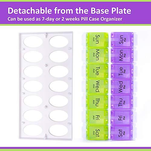 Weekly Am Pm Pill Organizer 2 Times a Day, 7 Days Pill Case Box With