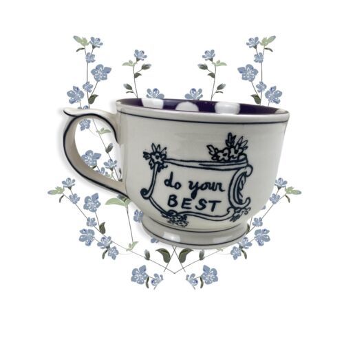 Primary image for Molly Hatch Do Your Best Mug Anthropologie Purple Polka Dot Happy Coffee Cup