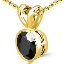 0.25 Carat 14K Yellow Gold  Black Diamond Bezel Solitaire Pendant & Chain - $172.36