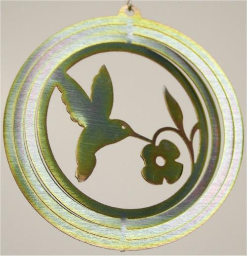 4 in stainless steel yellow zinc hummingbird USA hanging wind spinner, spinners Windmills