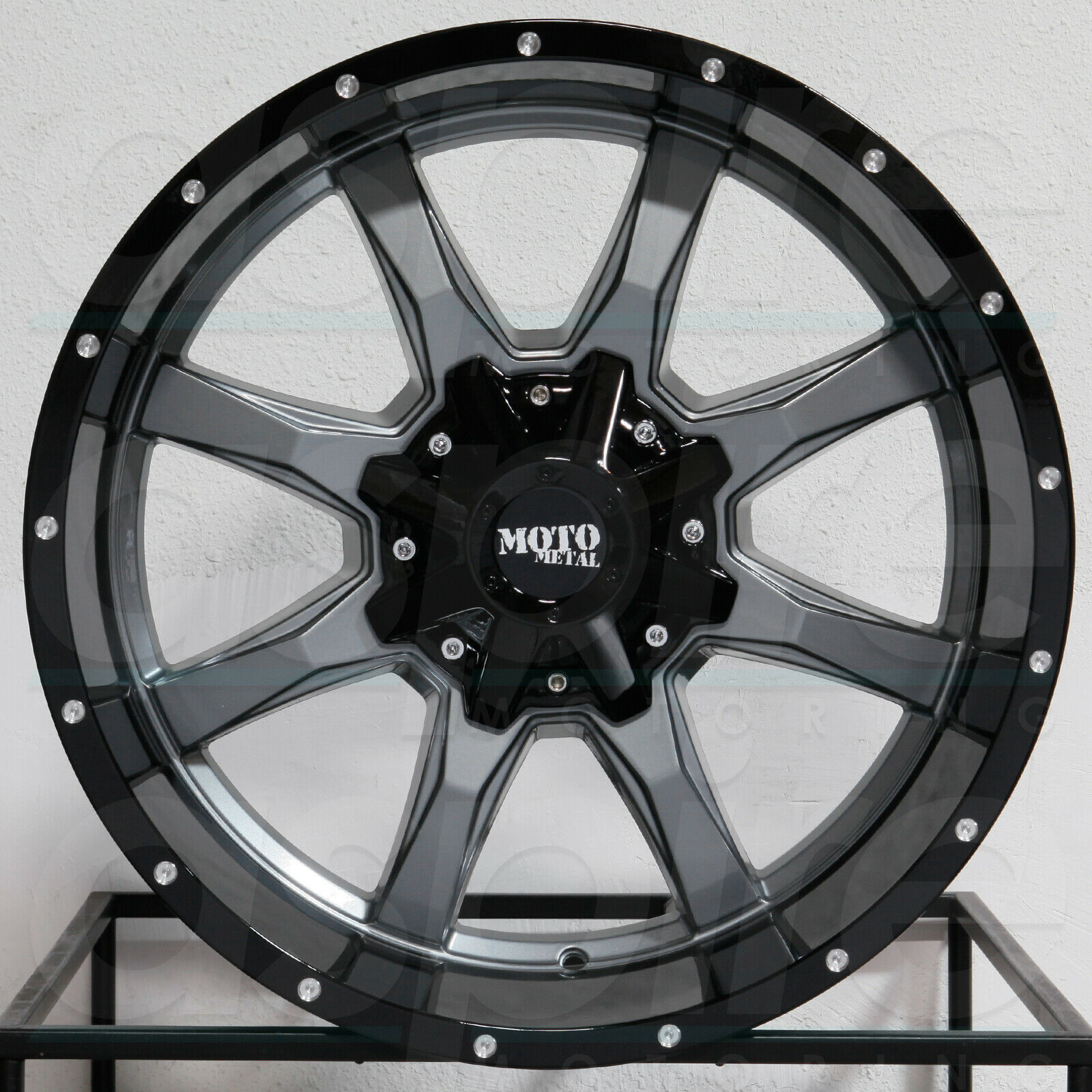 One 17x9 Moto Metal MO970 8x170 12 Gunmetal Black Wheels