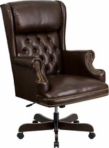 High Back Traditional Tufted Brown LeatherSoft Executive Ergonomic Offic... - $955.60