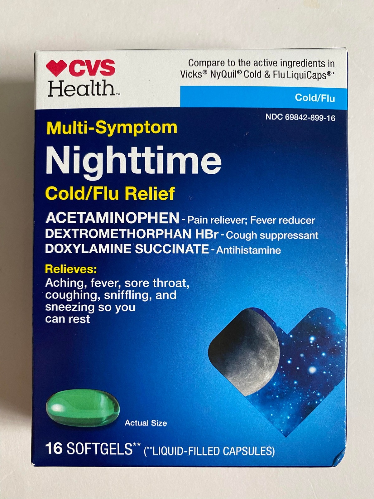 ( LOT OF 5 ) CVS multi symptom Nighttime Cold & Flu Relief ( 16 ...