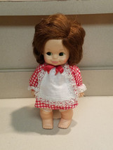 Vintage Horsman Dolls 1974 Redhead Hard Plastic Doll In Checkered Dress - $19.75