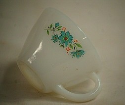 Old Vintage Anchor Hocking Fire King Coffee Tea Flat Cup w Blue Flowers ... - $11.87