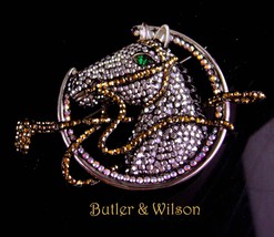 Rare Butler &amp; Wilson Brooch - HUGE couture 3 1/2&quot; horse  Equestrian gold... - $475.00