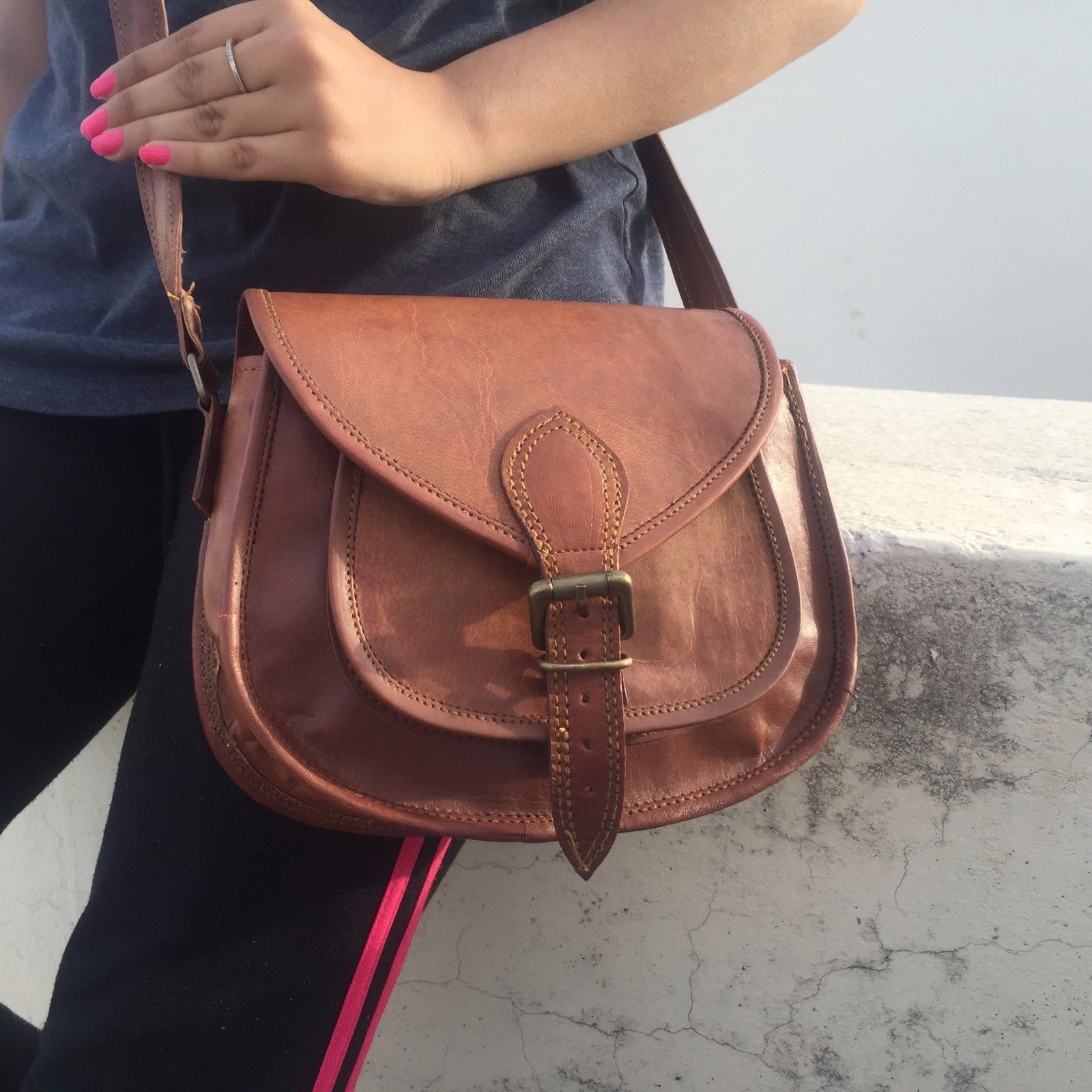 Goat Leather All-match Handbag Lovely Casual Practical Cross-body ...