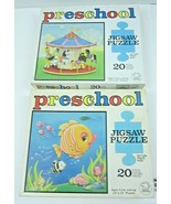 Lot of 2 Vintage preschool 20 piece puzzles ~ Extra large chunky pieces ... - $14.95