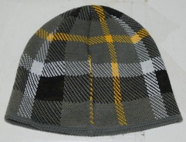 Reebok Team Apparel NFL Licensed Minnesota Vikings Yellow Gray Plaid Knit Cap image 2