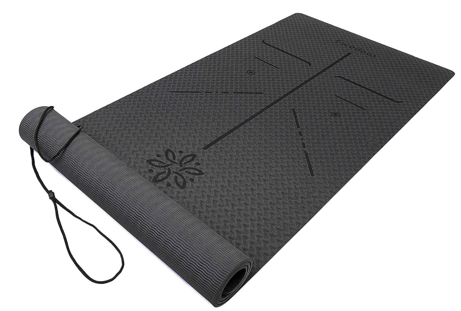 Ewedoos Eco Friendly Yoga Mat with Alignment Lines, TPE Yoga Mat Non