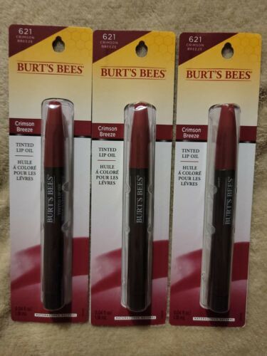 Burt's Bees Tinted Lip Oil #621 Crimson Breeze .04 fl oz/1.18 ml Sealed 3 Pack