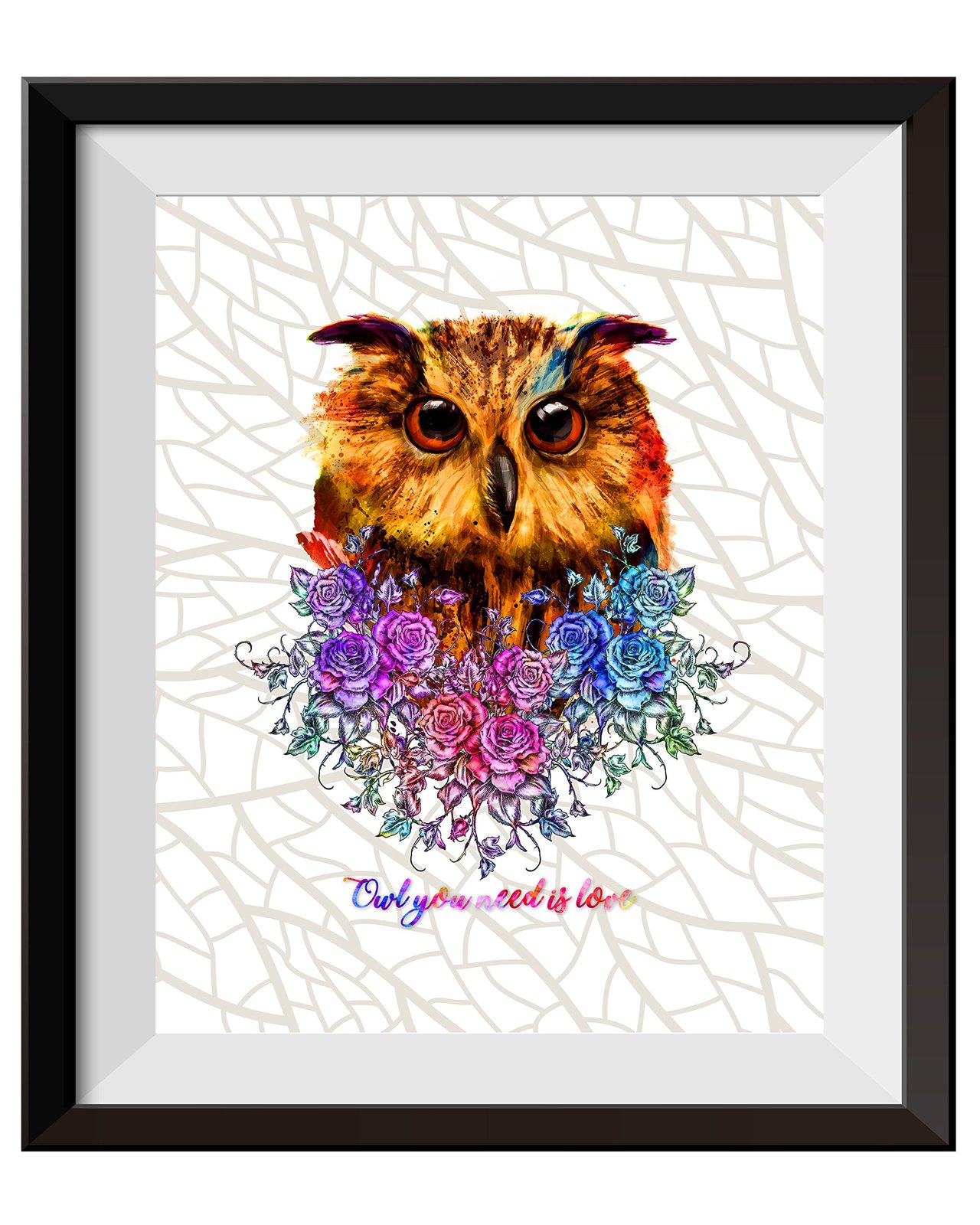 Uhomate The Owl Decor Cute Owl Wall Art Owl Painting Home Canvas Prints
