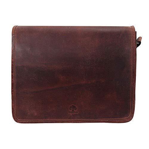 TUZECH 20" Vintage Crossbody Genuine Leather Laptop Messenger Bag Fashion
