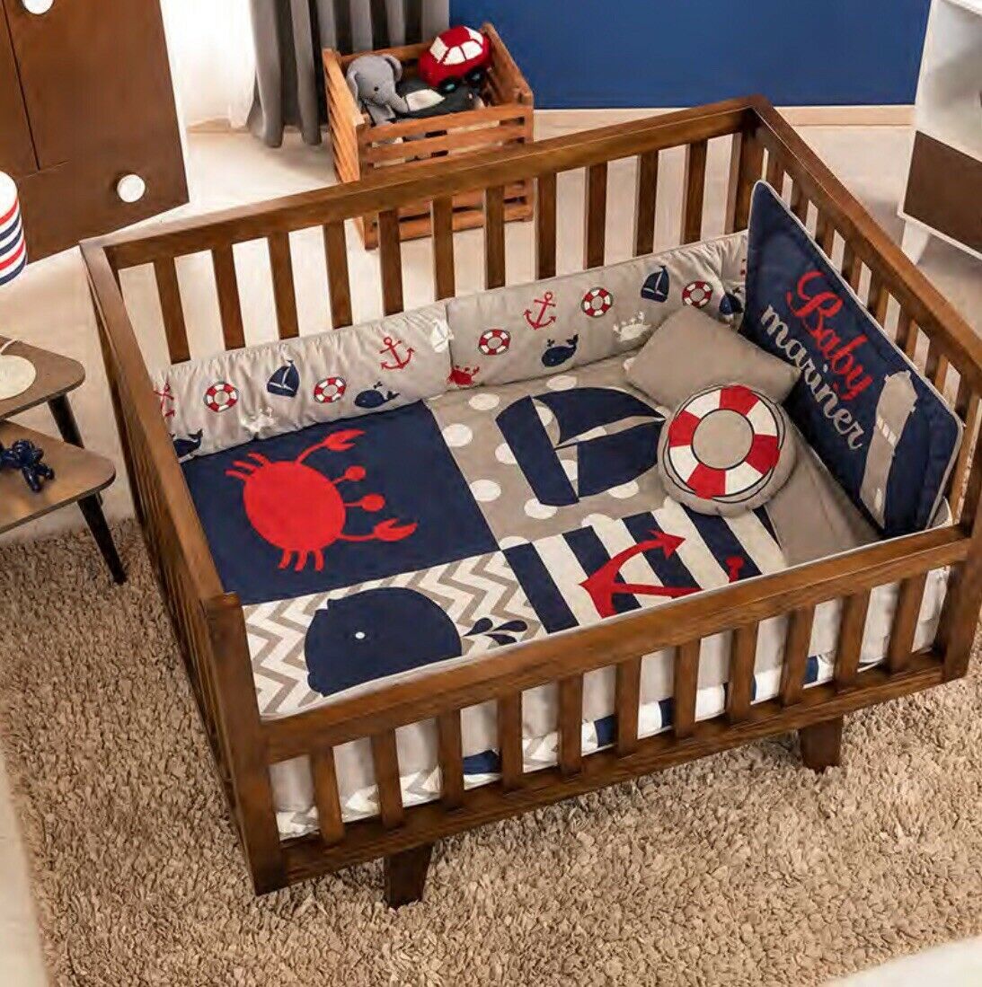 SAILOR MARINER BABY BOYS CRIB BEDDING SET 6 PCS IDEAL FOR BABY SHOWER