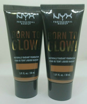 2 Pk of NYX Professional Makeup Born To Glow Radiant Foundation MAHOGANY 1 fl oz - $12.82