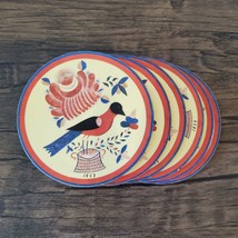 Pimpernel Coasters, Colonial Williamsburg Folk Art, 6pc, Round, Red White Blue