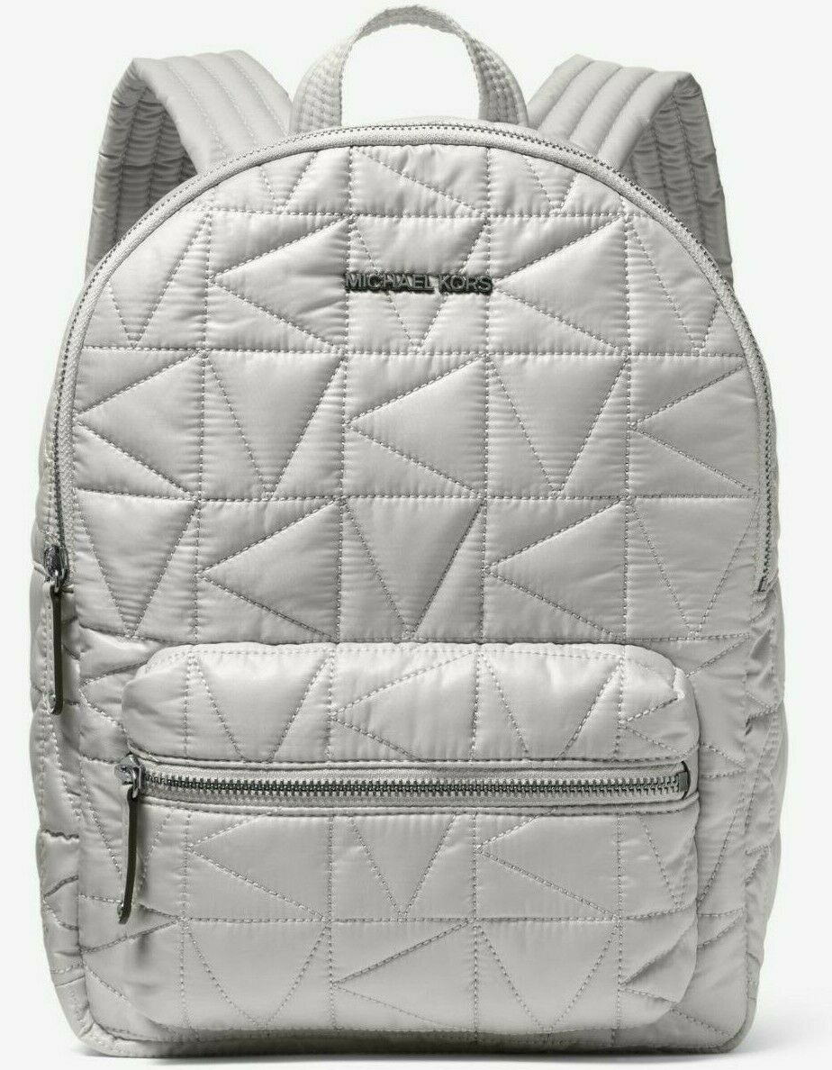 Michael Kors Winnie Medium Quilted Nylon Gray Backpack 35T0UW4B2C NWT $398 FS