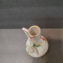 Vintage Porcelain Bud Vase, Hand Painted with Applied Flowers, 4" German Pottery image 6