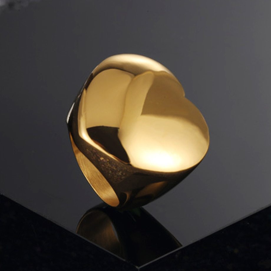 2021 New Fashion Gold Large Rings for Women Party Jewelry Big Heart Cocktail Rin