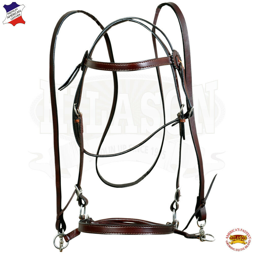 Western Headstall Horse Tack Bridle American Leather Side Pull Bitless