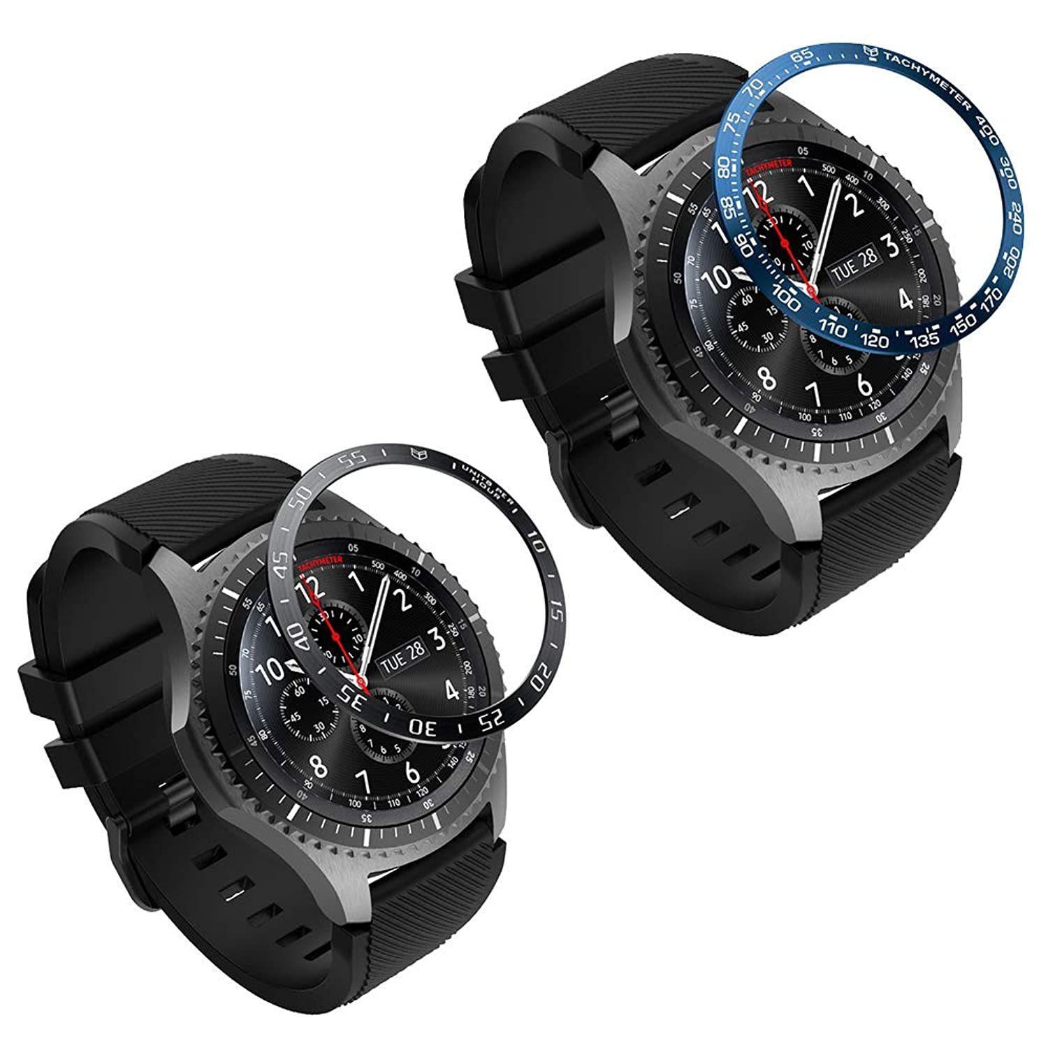 2Pcs Bezel Ring Compatible With Samsung Gear S3/Galaxy Watch 46Mm, Smart Watch B