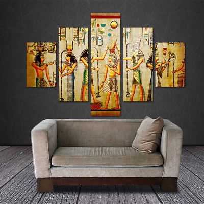 Large Framed Egyptian Hieroglyphics Ancient Canvas Print Wall Art Home Decor
