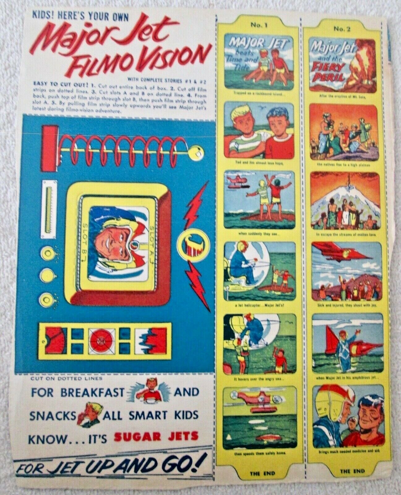 General Mills Sugar Jets Major Jet complete Film Vision cereal box back