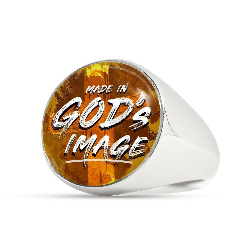 Made in Gods Image Bible Verse Handmade Stainless Steel Circle Ring Rings