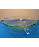 Blue,green three piece mold footed glass candy dish. - $25.00
