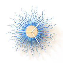 Organic looking wooden clock made of laser cut plywood - Medusa turquoise - $159.00