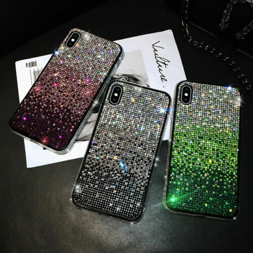For iPhone 13 12 11 Pro Max XS XR 7 8 Bling Hard back hard silicon case