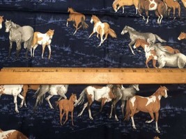 VIP Screen Cranston Print Works Cotton Fabric Horses Decor 2/3 Yd 45" Wide - $16.82