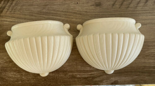 Primary image for Vintage 1982 Homco Burwood Wall Sconces Decoration Hanging White 6”x5” Pair USA