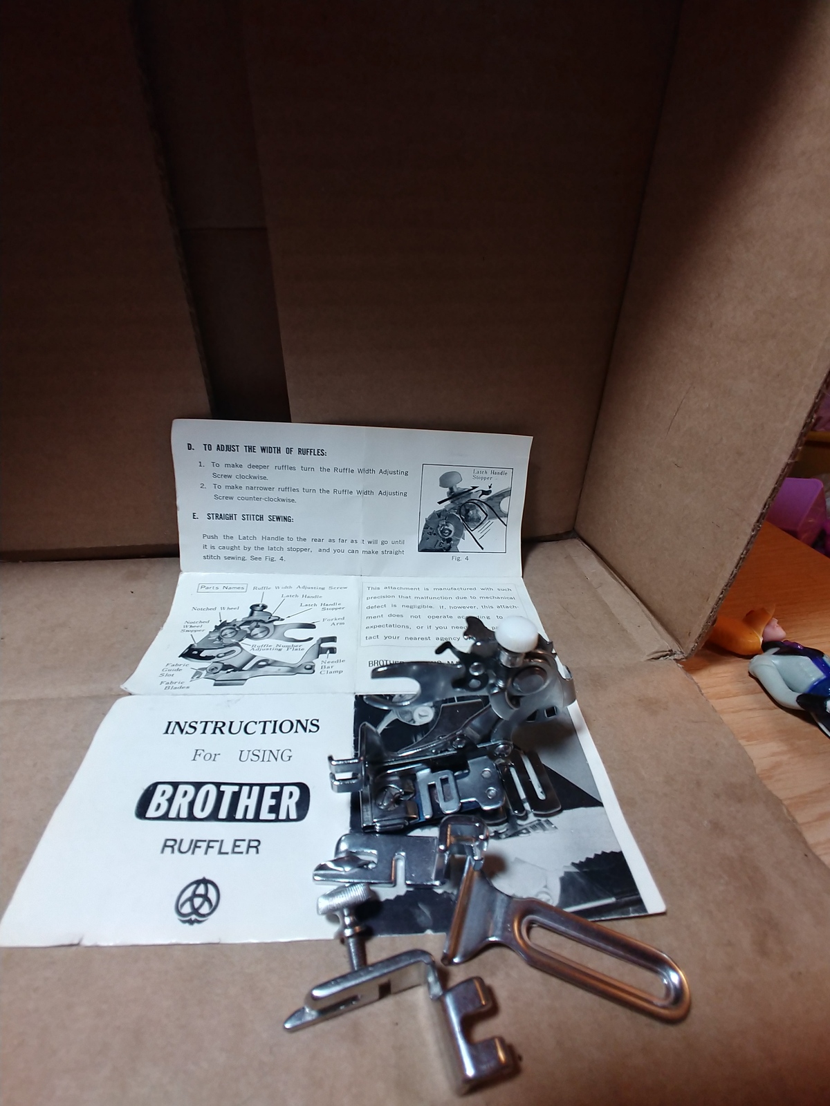 Brother Ruffler Sewing Machine Attachment with Instructions Sewing