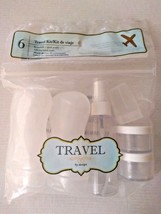 Travel Kit 6 PC Reusable Bottles Jars Pouch Labels Meets Airlines Requir... - $5.99