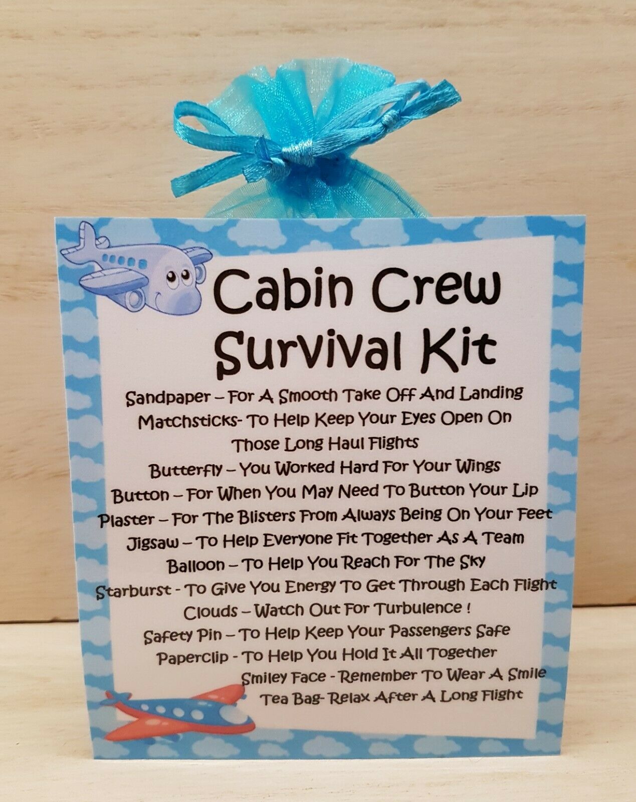 Cabin Crew Survival Kit - Fun Novelty Gift & Card Keepsake Secret Santa