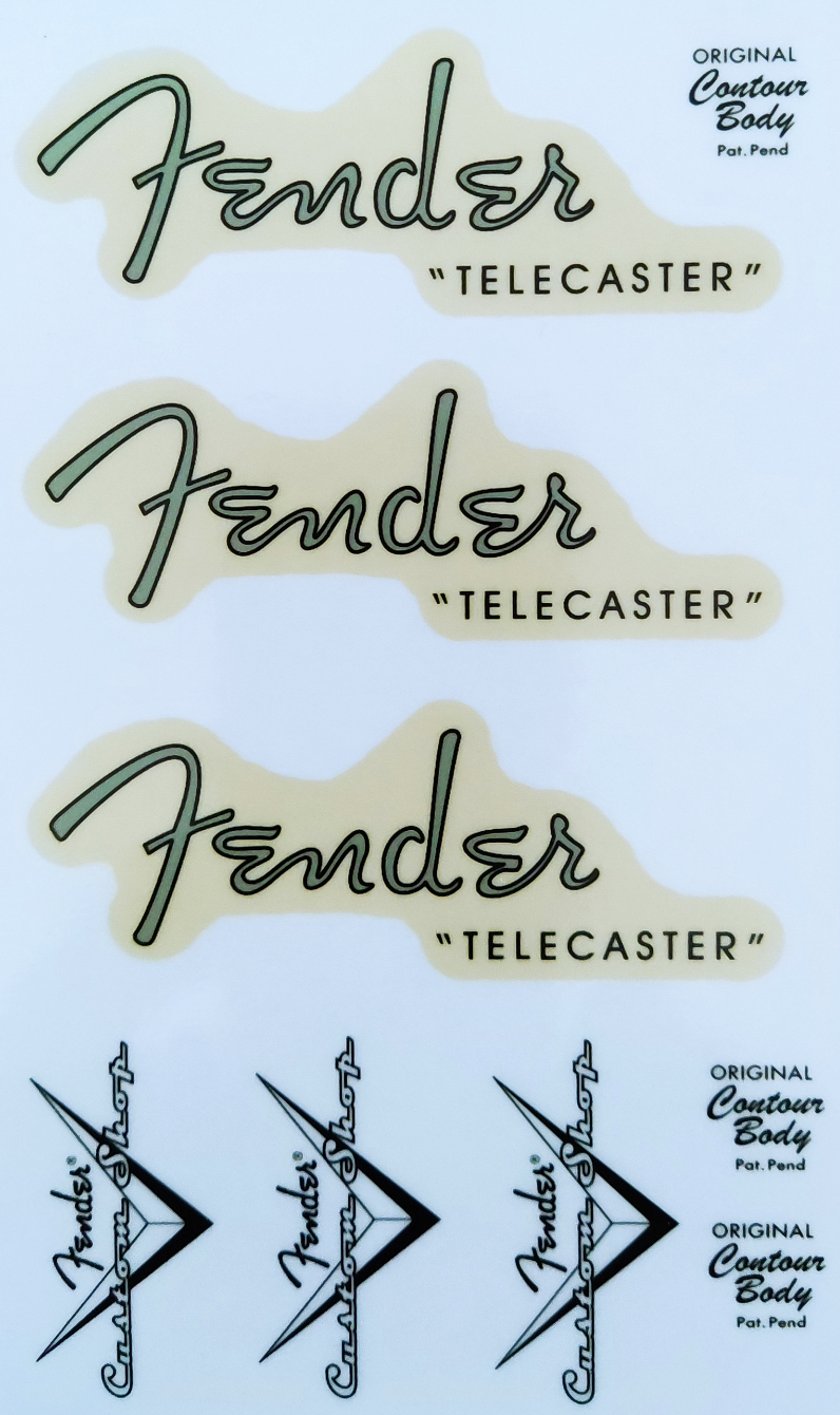 43 Fender Telecaster Headstock Logo STICKER YL Back Electric Guitars