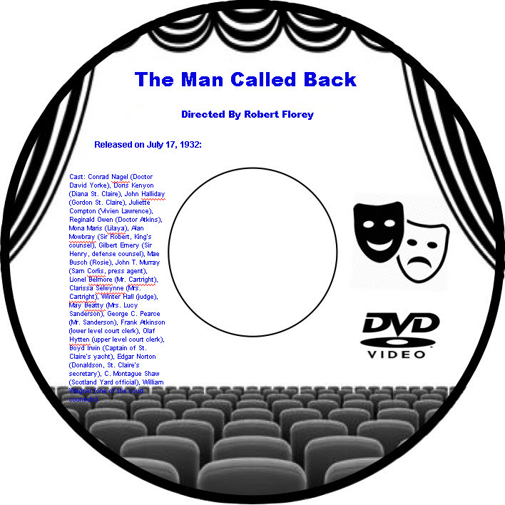 Primary image for The Man Called Back 1932 DVD Movie Drama Conrad Nagel Doris Kenyon John Halliday
