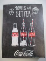 Coca-Cola Wooden Sign Movies are Better Retro Bottle Black - $12.62